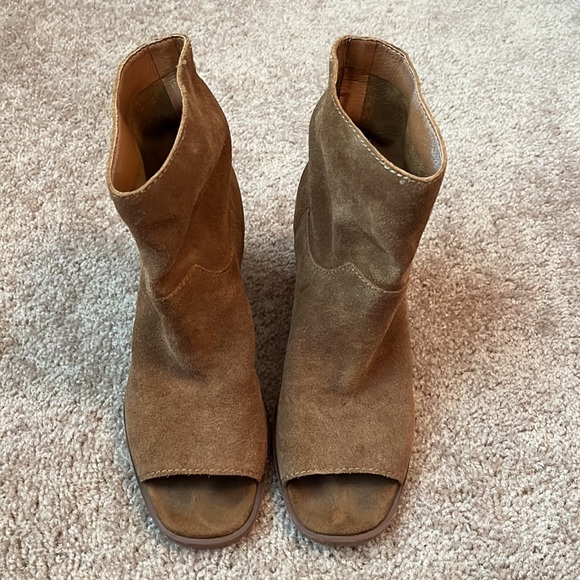 Lucky Suede Peep Toe Booties - Picture 2 of 7